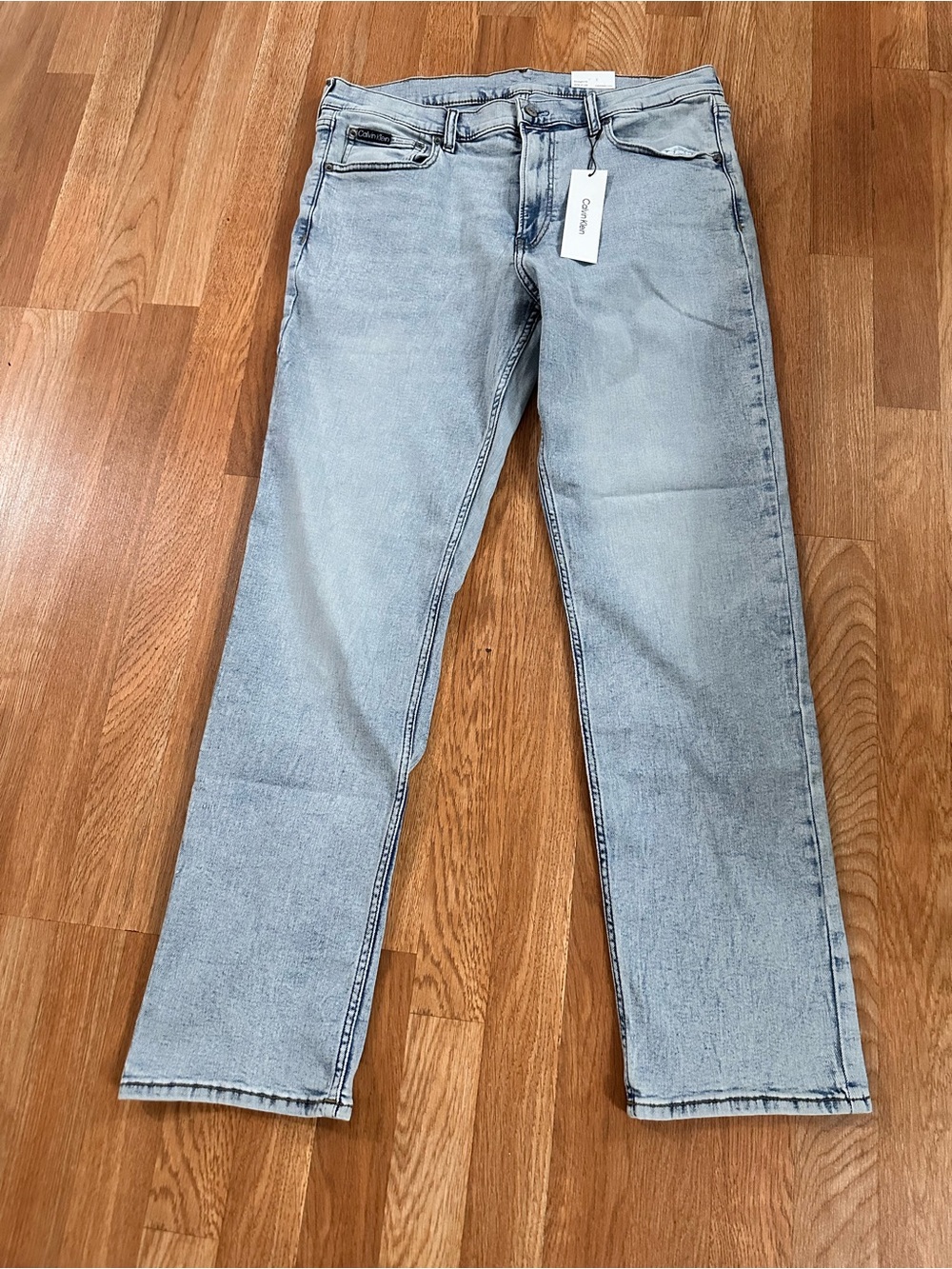 Calvin Klein Men's Straight Jeans in Faded Light Blue